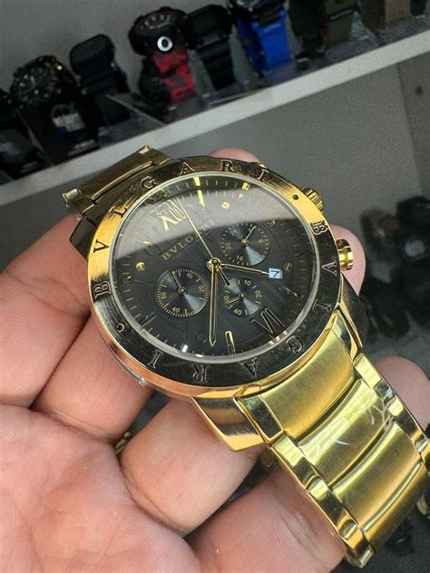 relógio bvlgari iron man preto e dourado